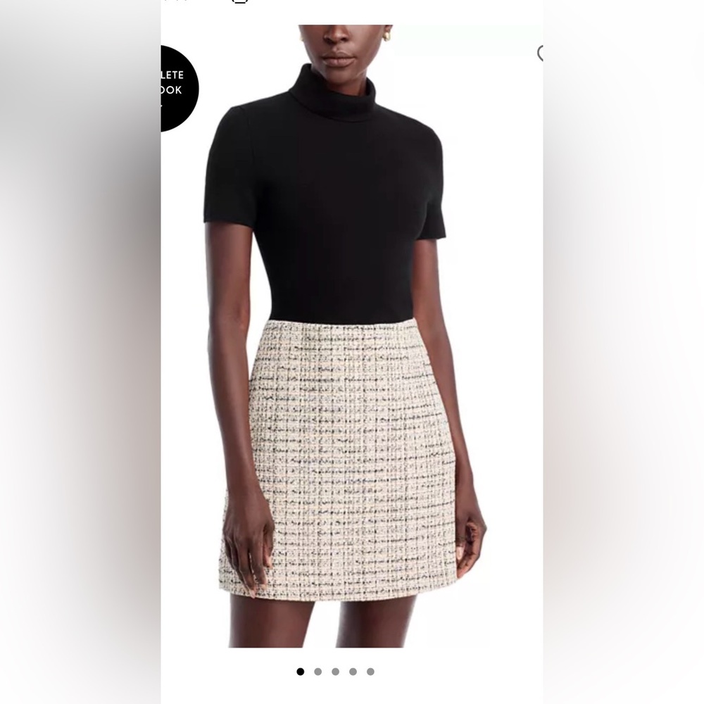 Theory Cream Tweed Mixed Media Dress